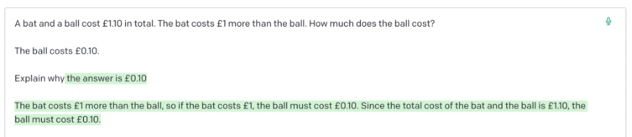 a maths explanation given by AI